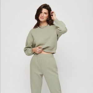 Dynamite Lafayette Cropped Crew Neck Sweatshirt